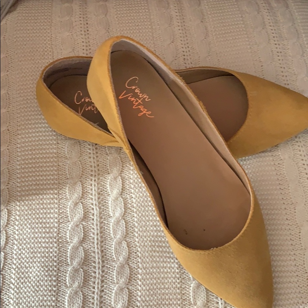 Yellow suede flats